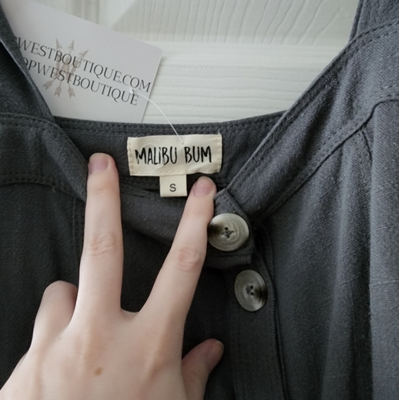 COPY - NWT Malibu Bum | Grey Button Up Maxi Dress - Picture 4 of 6